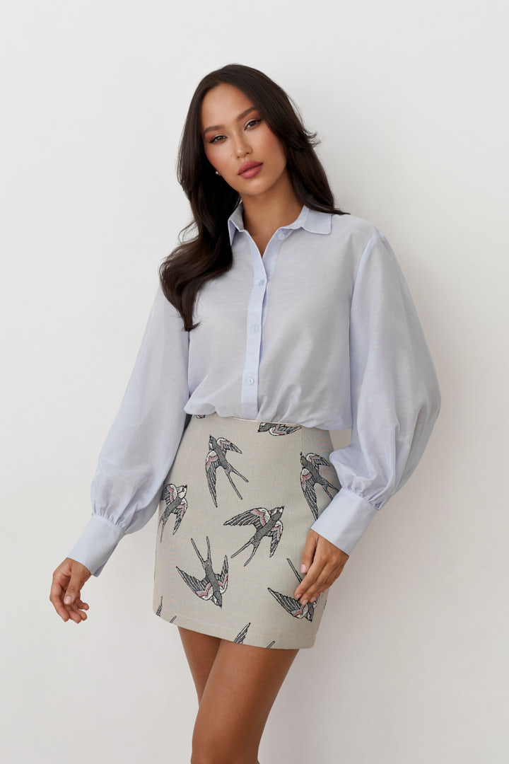 Блуза из тонкого хлопка с шёлком в светло-лавандовом оттенке