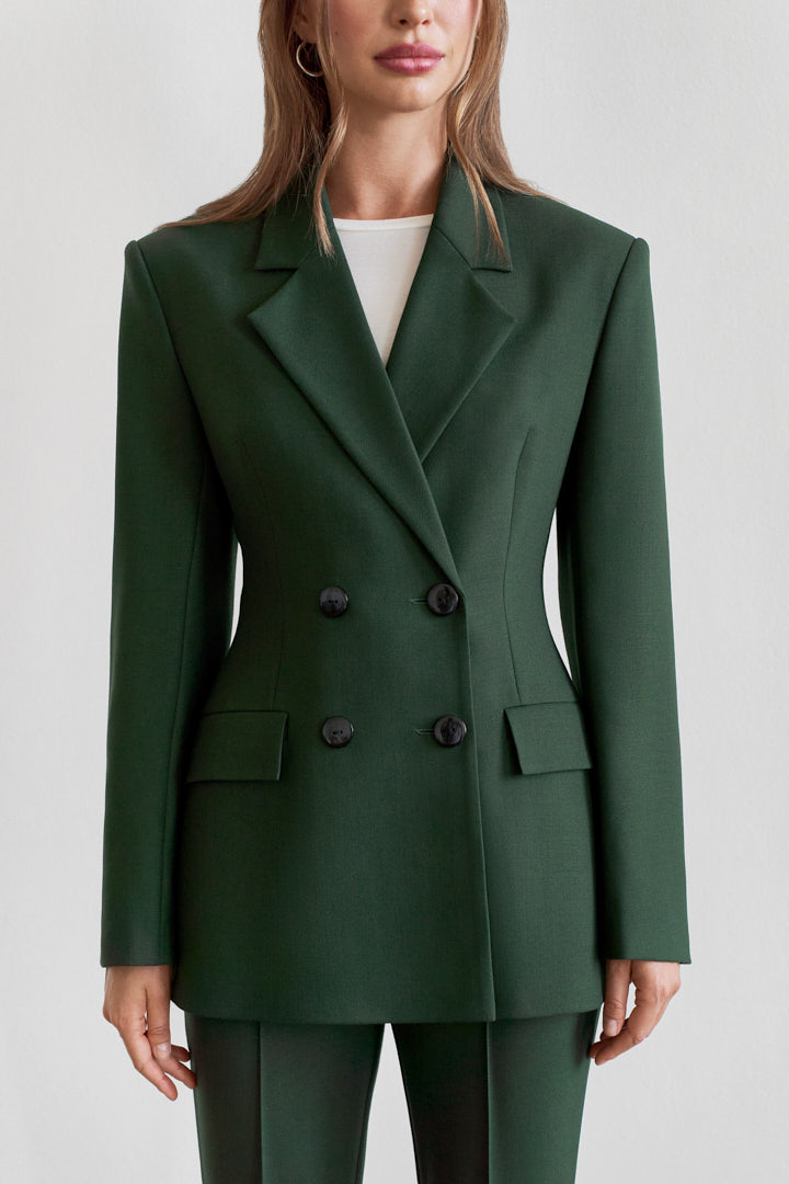 Двубортный жакет из шерсти с лацканами