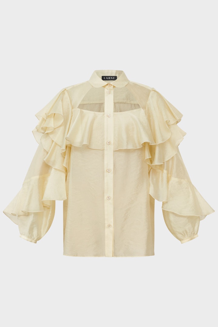 Блуза из органзы с фигурными вырезами