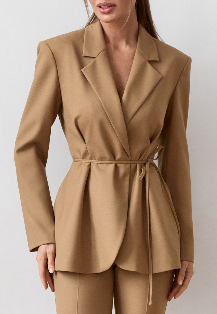 Жакет на запах из полушерсти с поясом