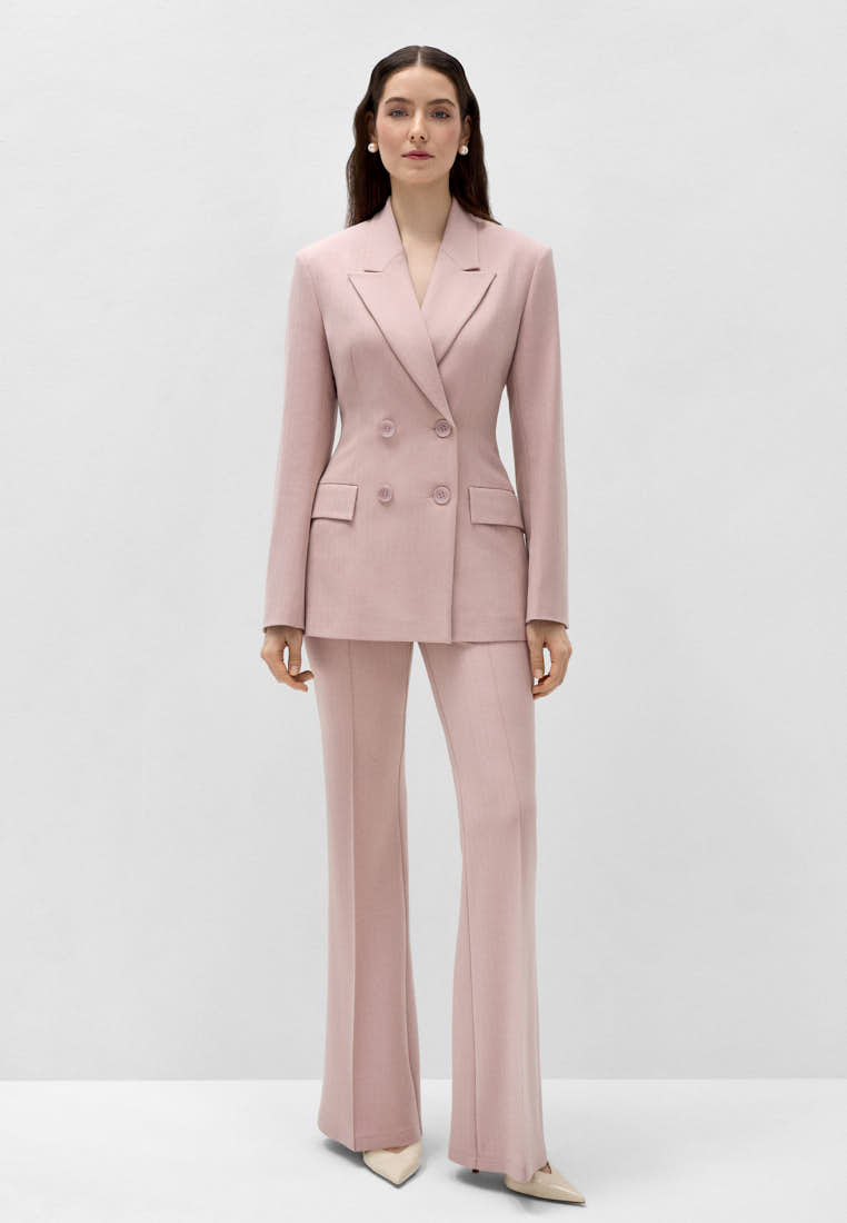 Брюки клёш с жаккардовым рисунком елочка