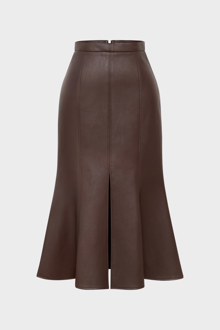 Силуэтная юбка миди из экокожи