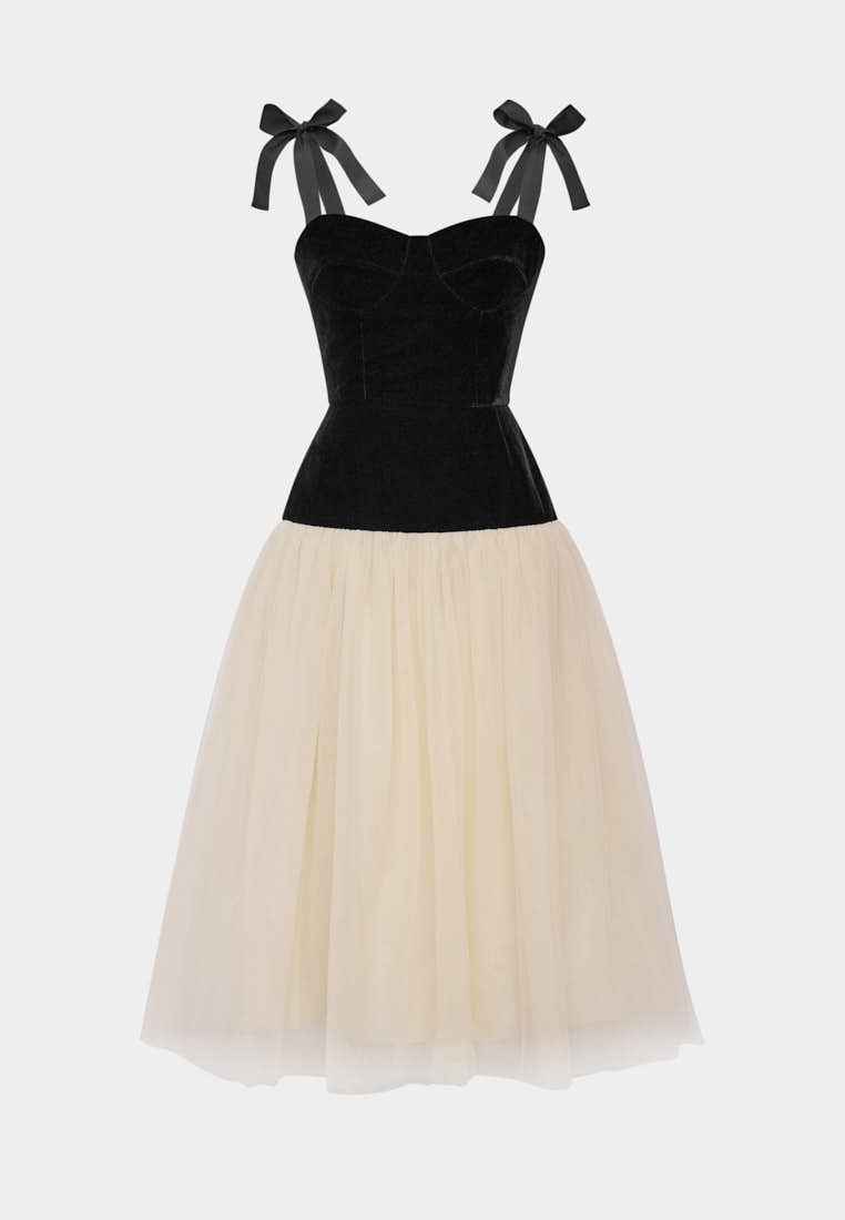 Платье бюстье с бархатным лифом