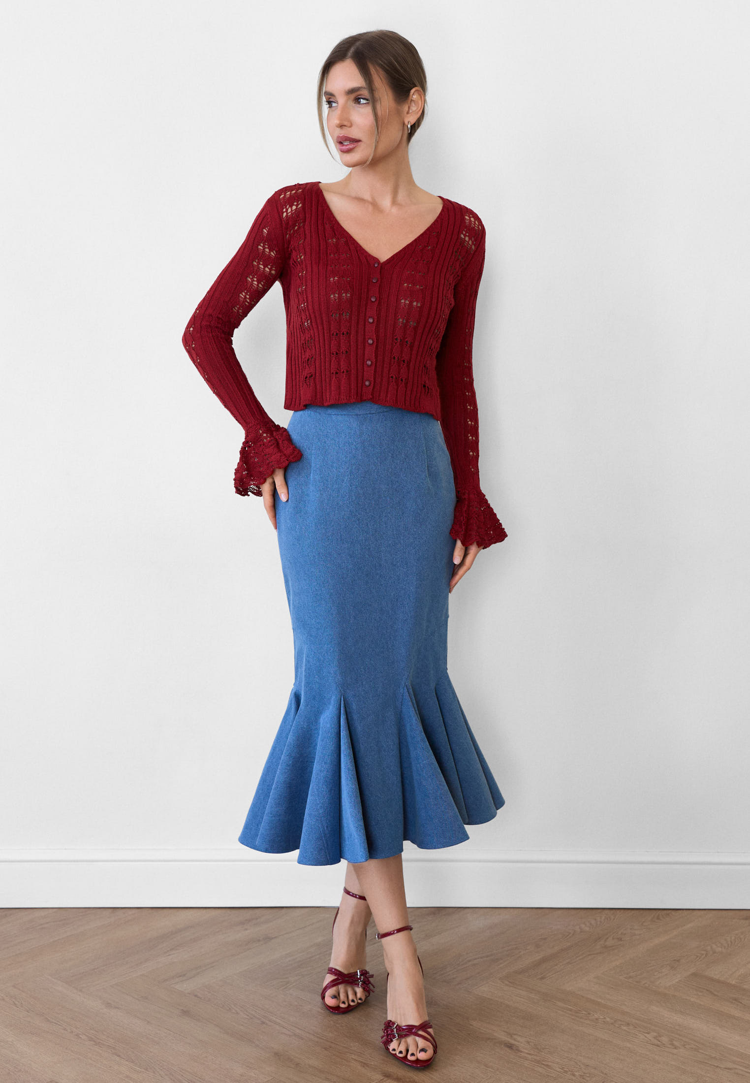 Кардиган крупной вязки из хлопка