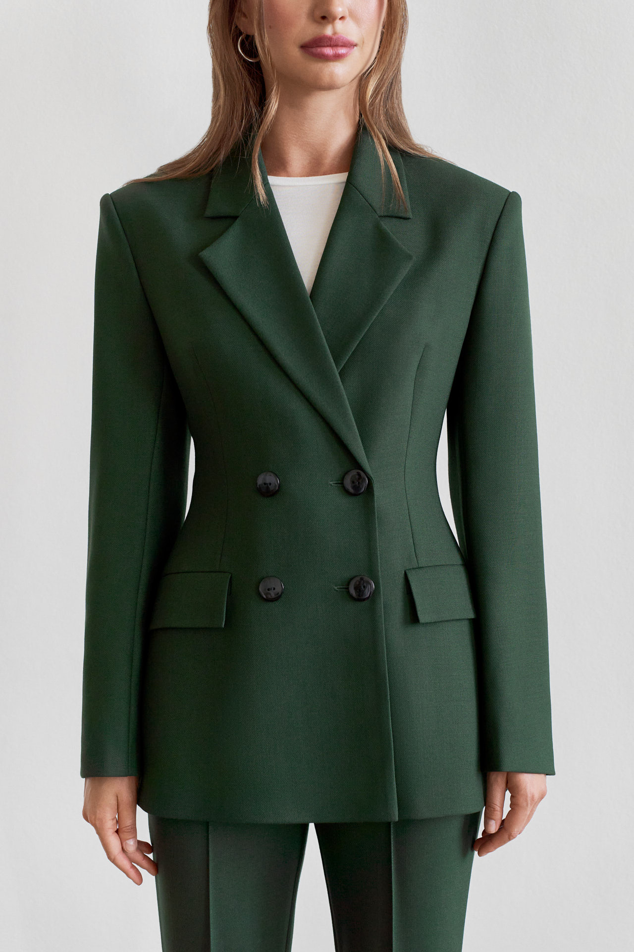 Двубортный жакет из шерсти с лацканами