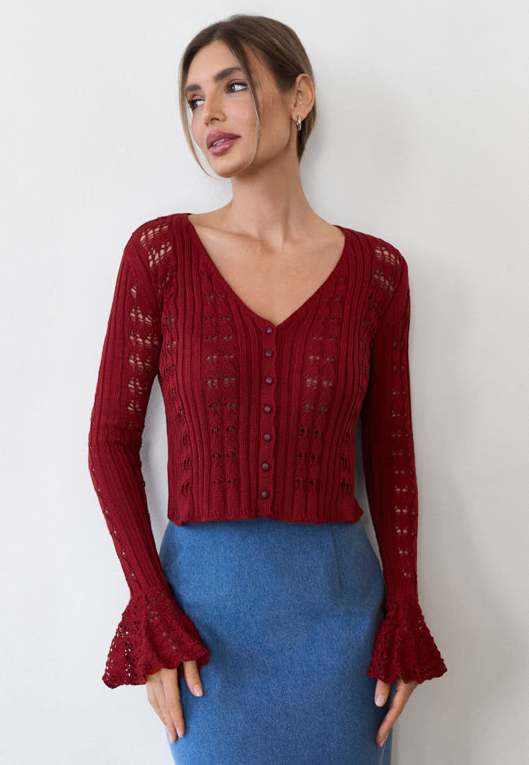 Кардиган крупной вязки из хлопка