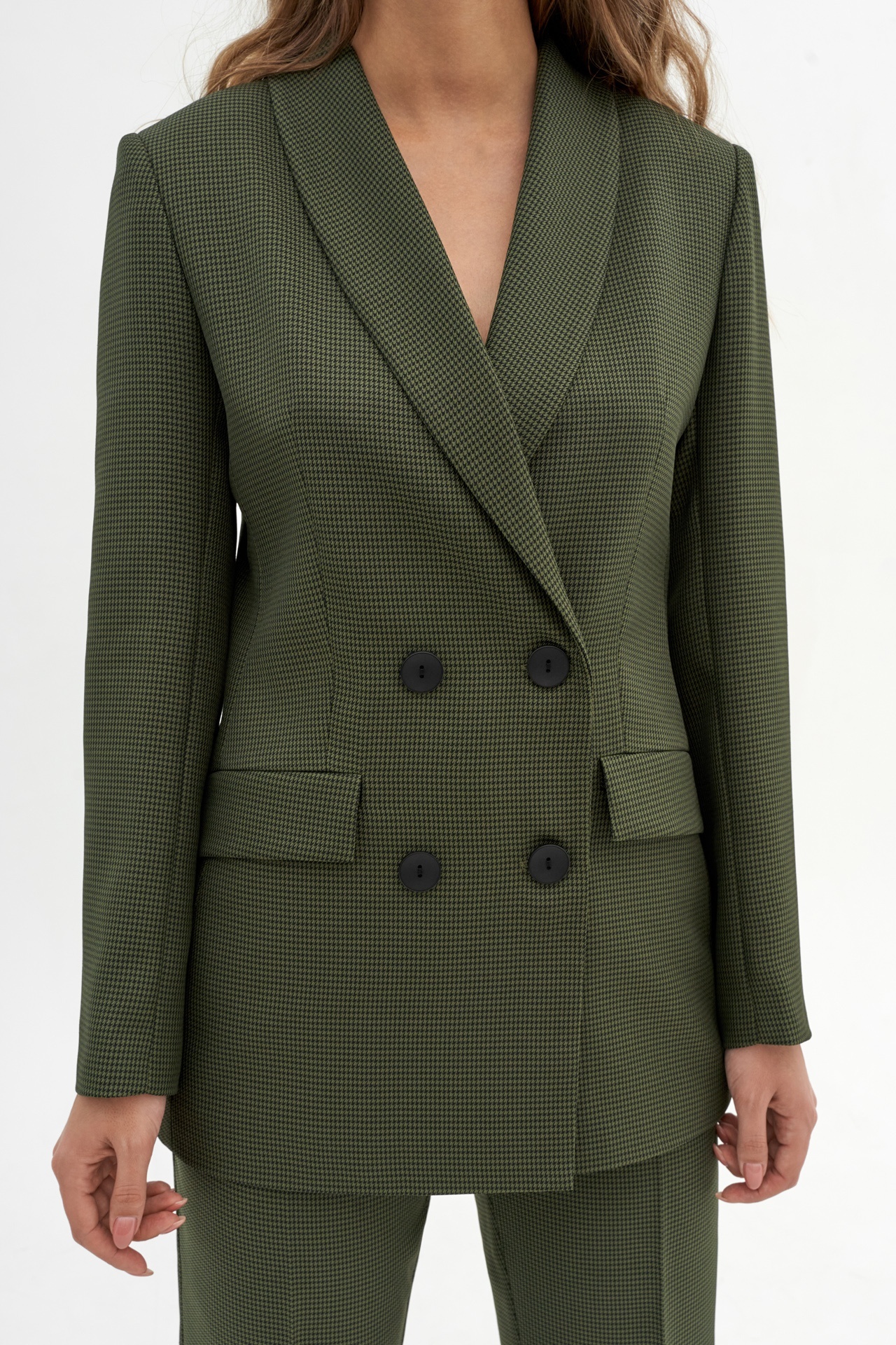Jacket with houndstooth print in dark green color