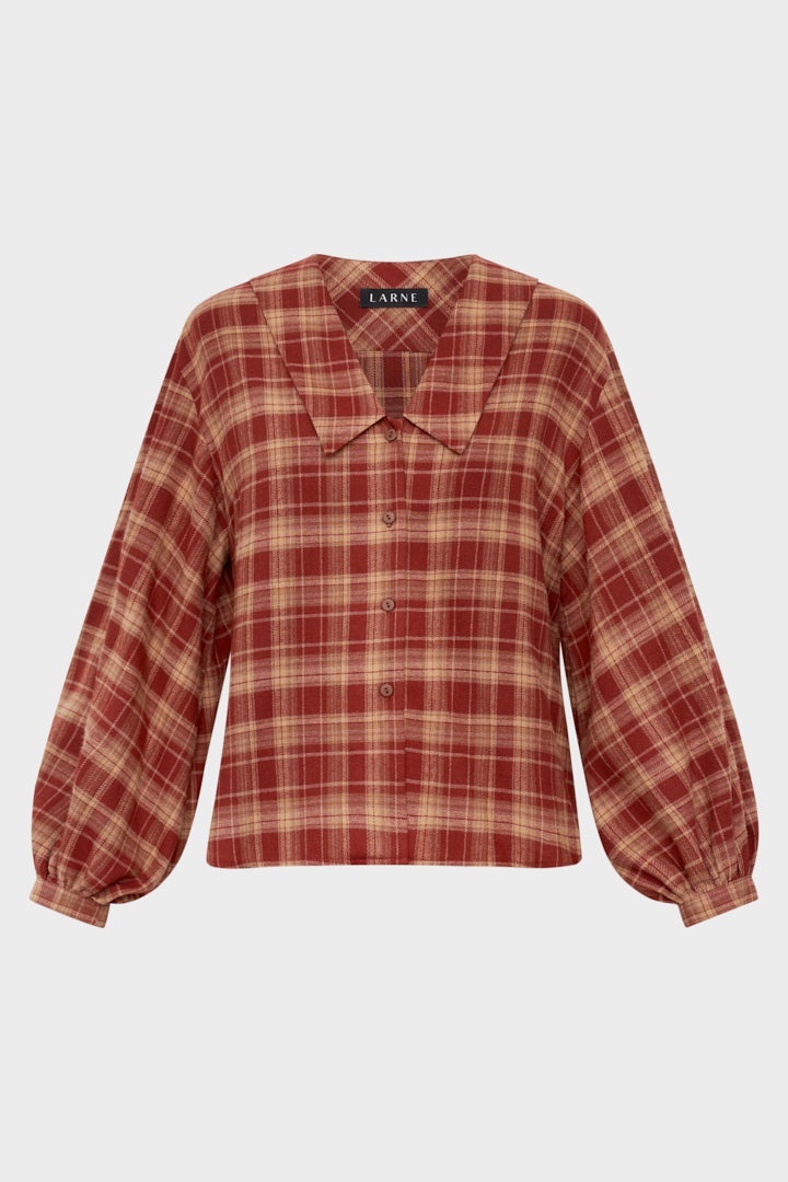 Рубашка в клетку с объёмными рукавами