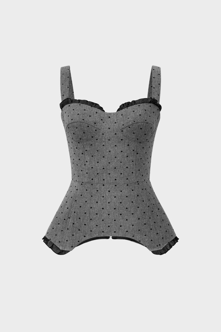 Топ бюстье с баской и сердечками