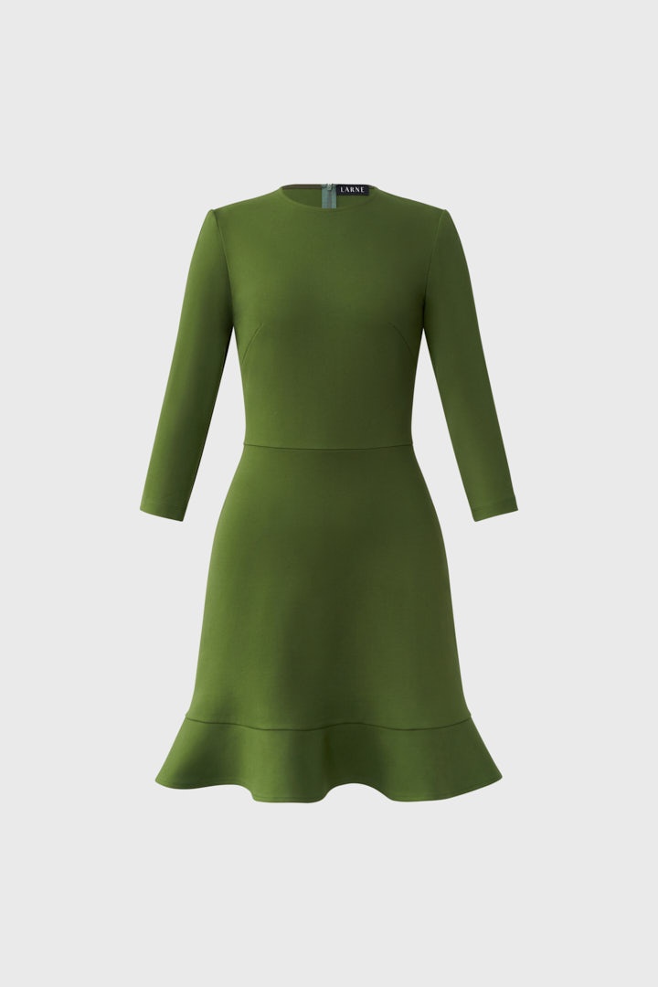 Платье мини из плотного трикотажа в зеленом оттенке