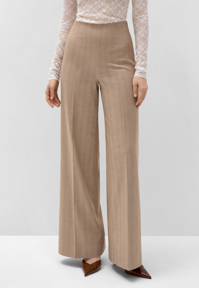 Брюки палаццо с жаккардовым рисунком елочка