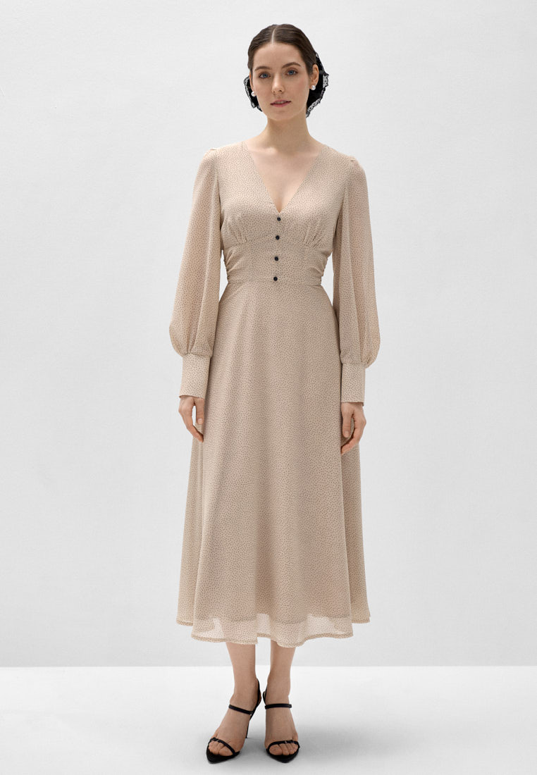 Платье из шифона в мелкий горошек