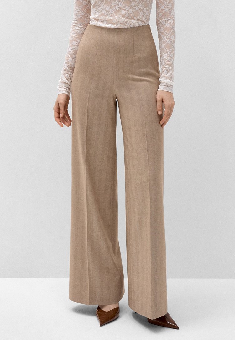 Брюки палаццо с жаккардовым рисунком елочка