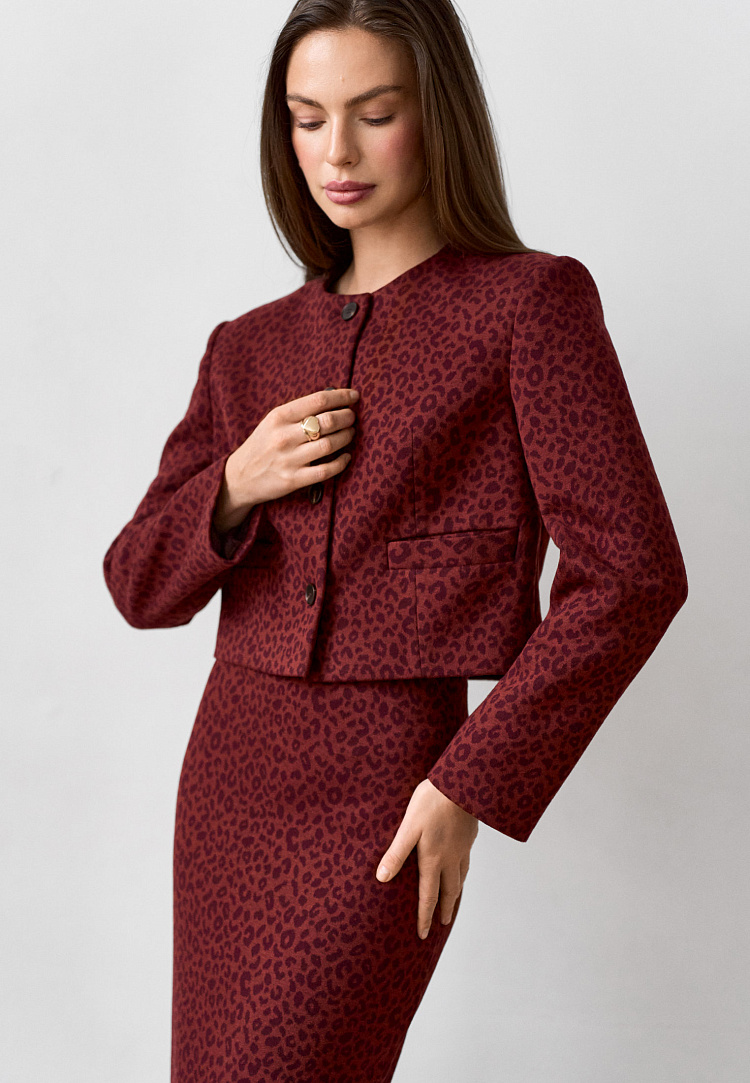 Жакет укороченный с леопардовым принтом