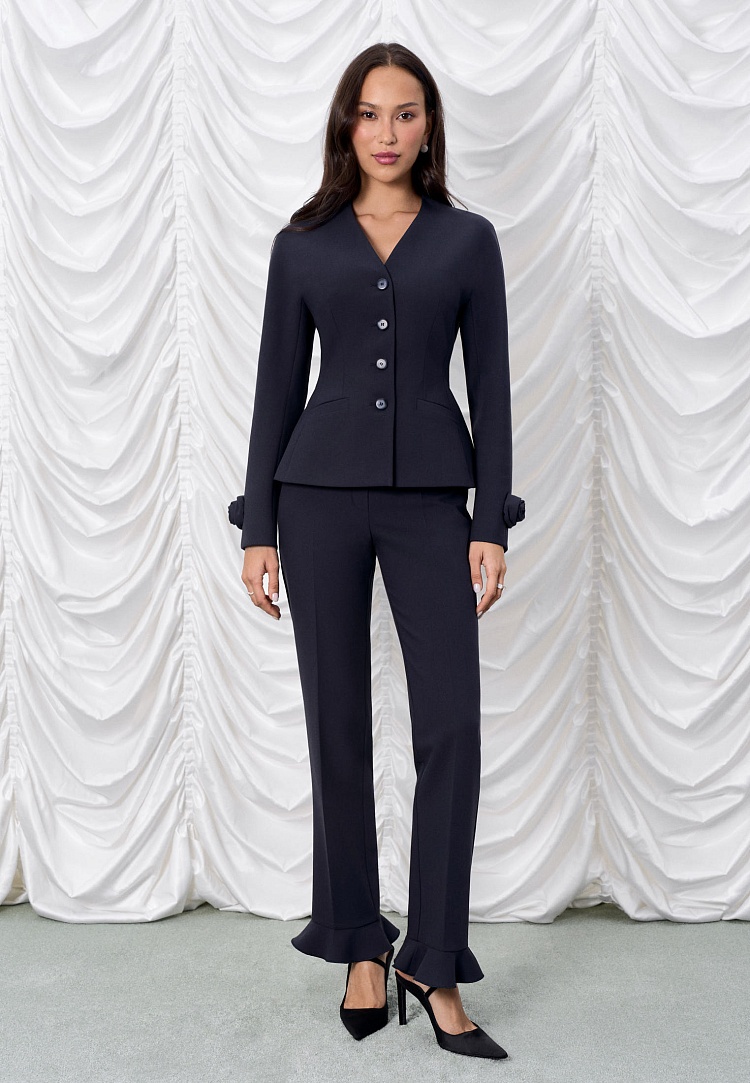 Брюки укороченные с рюшами