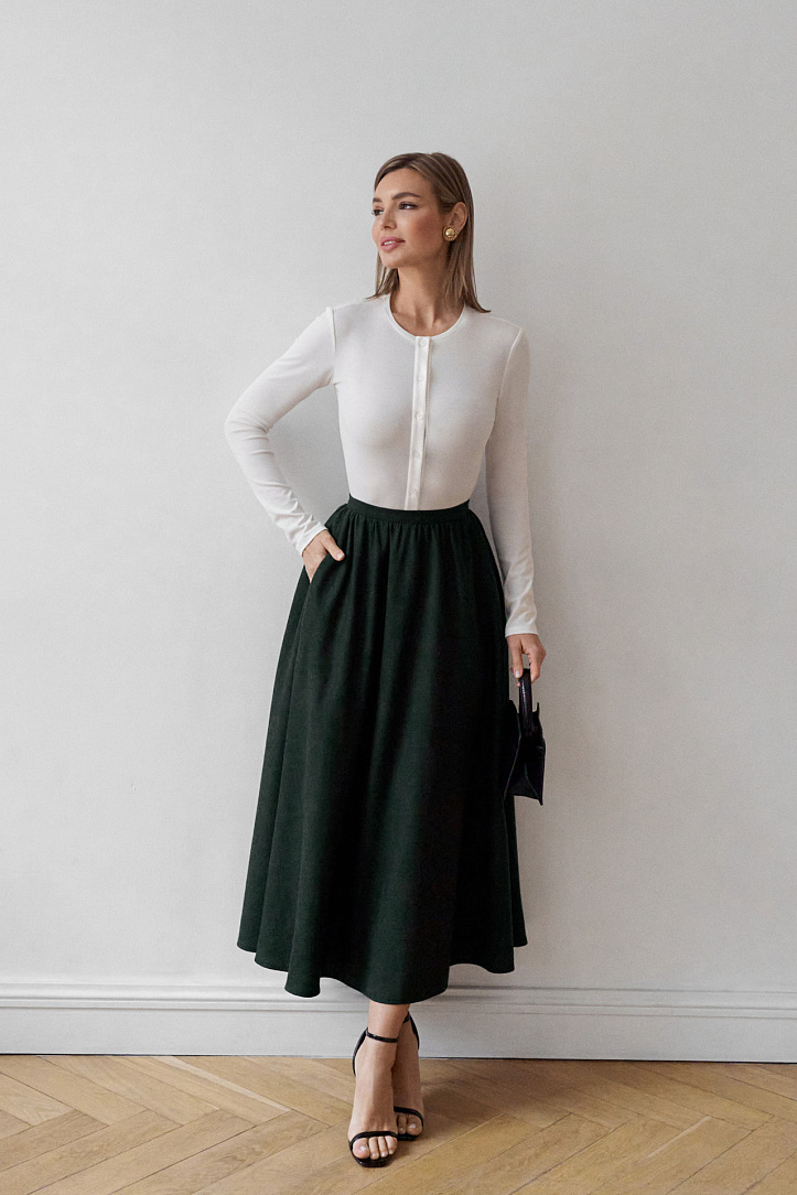 Юбка миди из шерсти с принтом елочка