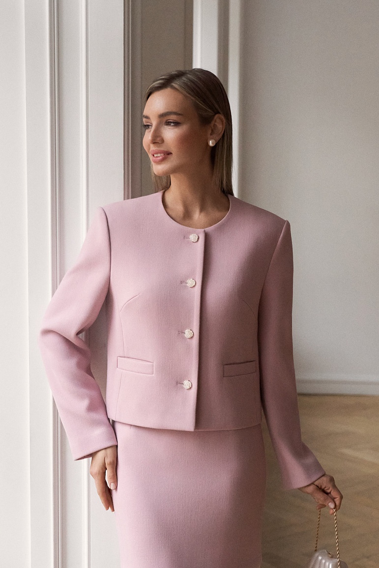 Жакет укороченный с принтом елочка