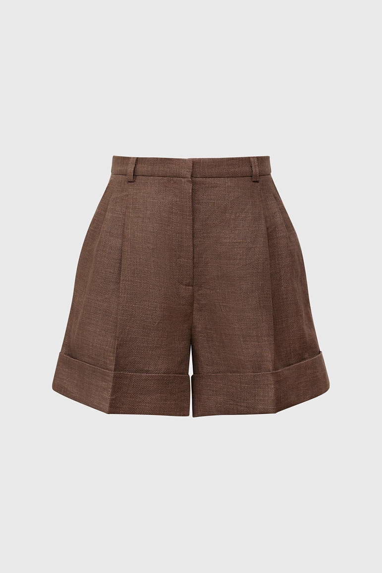 Шорты изо льна с широкими отворотами