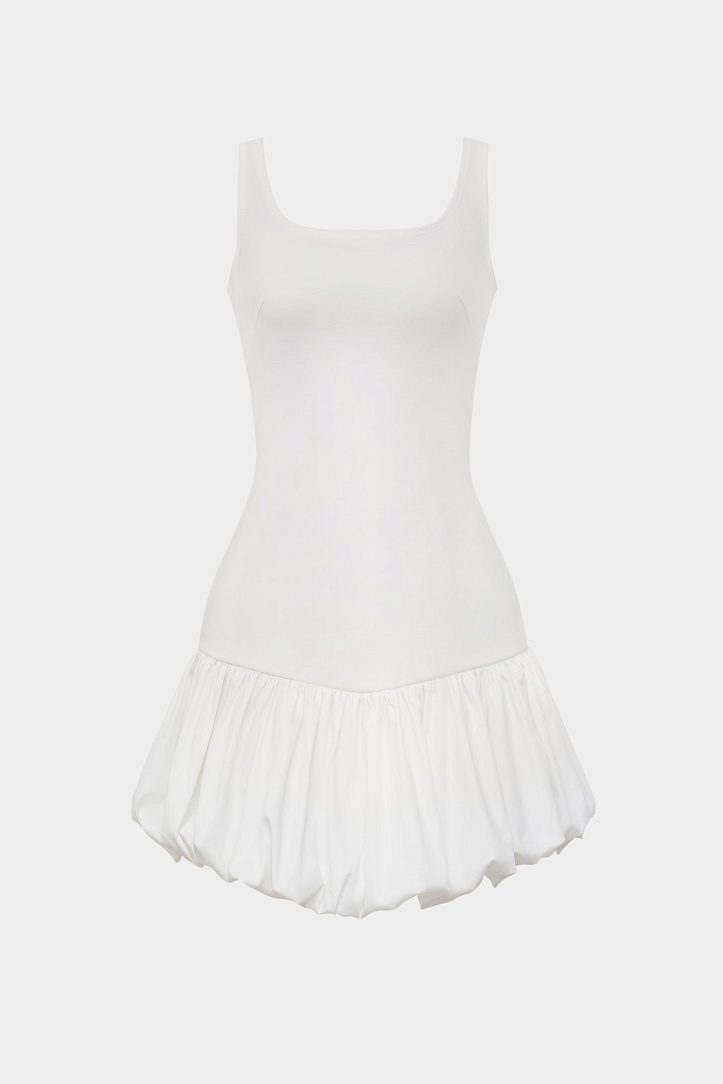 Платье без рукавов из трикотажа с воланом