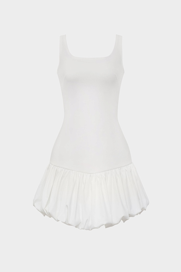 Платье без рукавов из трикотажа с воланом
