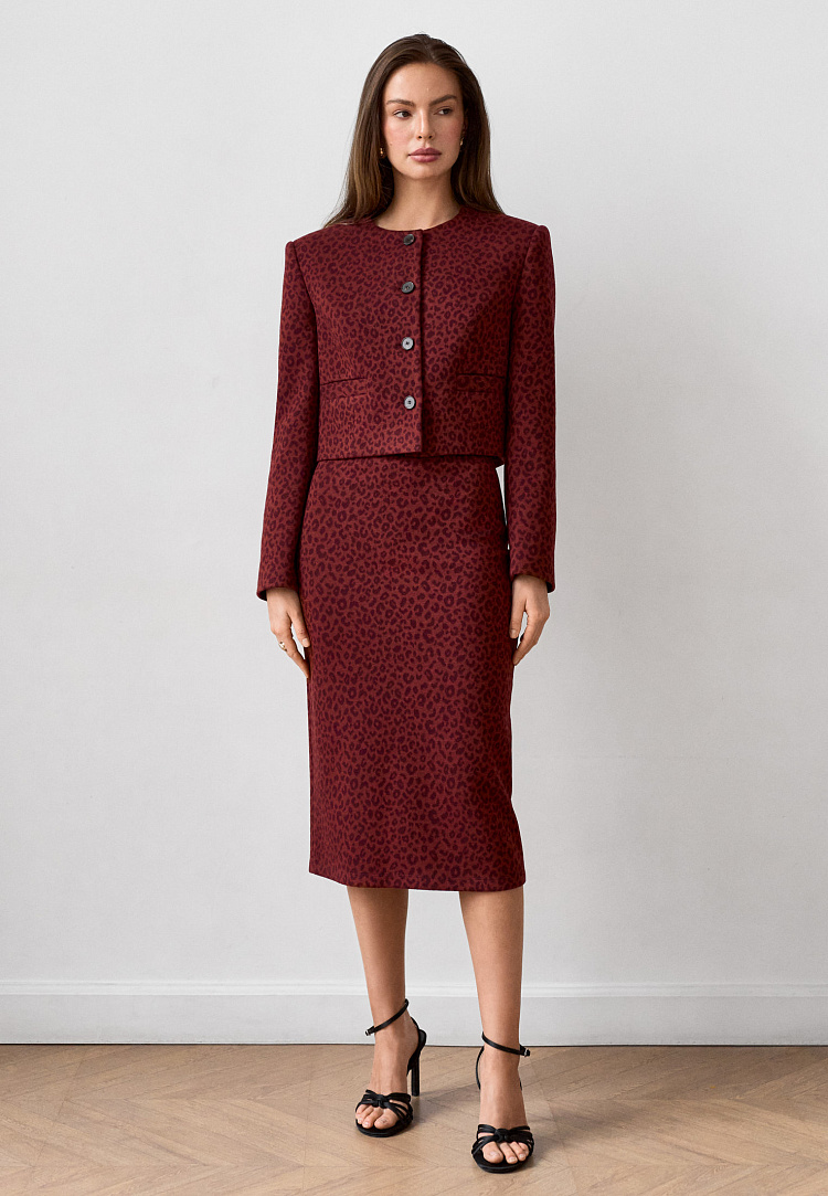 Юбка прямая с леопардовым принтом