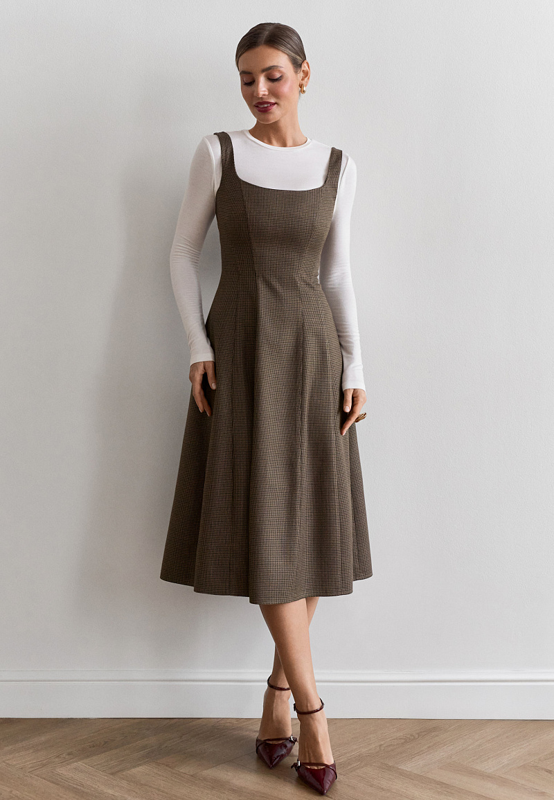 Платье с принтом гусиная лапка