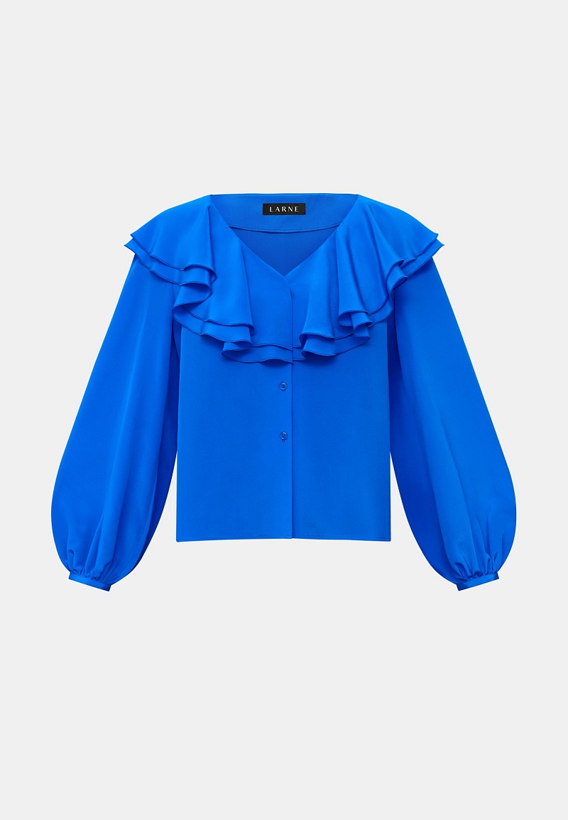 Блуза из 100% шелка с воланами