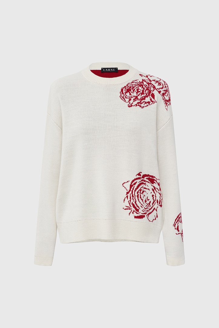 Свитер с розами из шерсти
