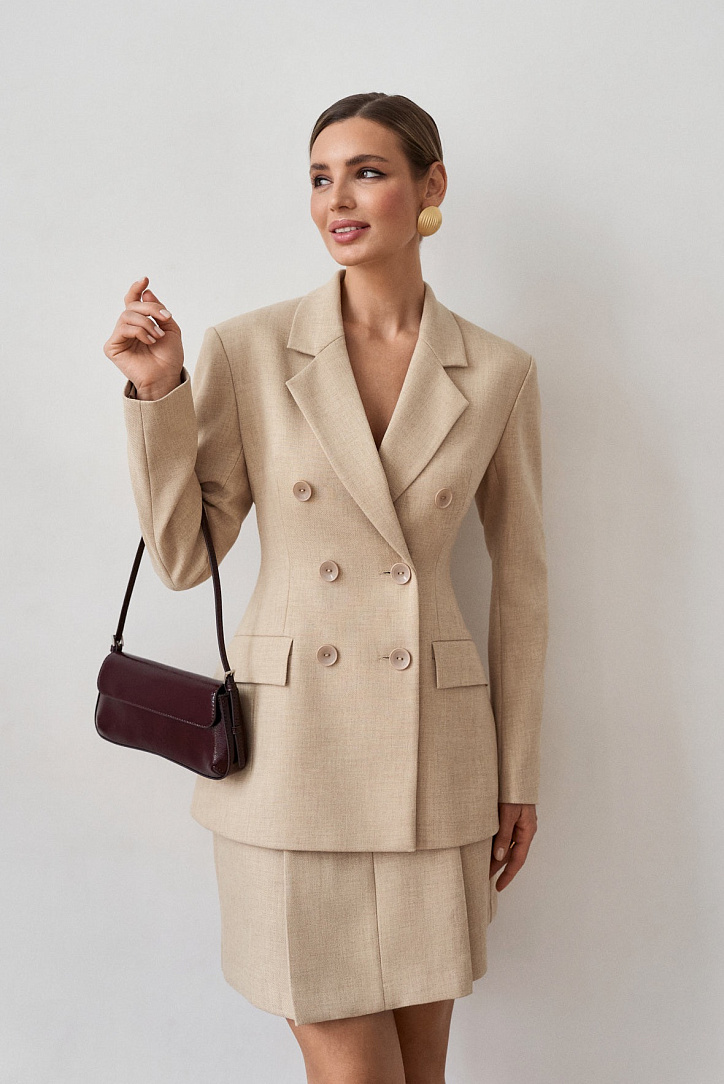 Двубортный жакет из шерсти с лацканами